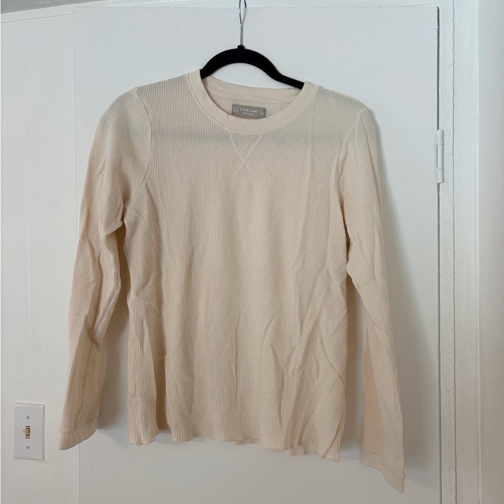 Everlane Beige Waffle Knit Long Sleeve